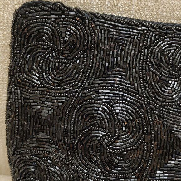 Andre Cellini Black Beaded Special Occasion Shoulder Bag Vintage - Picture 2 of 12
